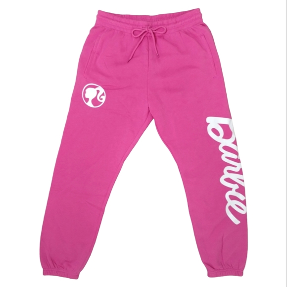 Barbie Sweatpants Pocket Joggers Hot Pink & White Logo NWOT - Picture 3 of 8